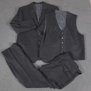 Michael Andrews 3-Piece Suit Men 44R Pant 40x33 Bespoke Super 120's Surgeon Cuff